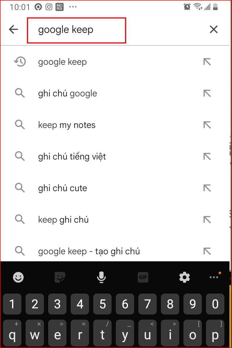 Bước 1: Tìm Google Keep trong CH Play
