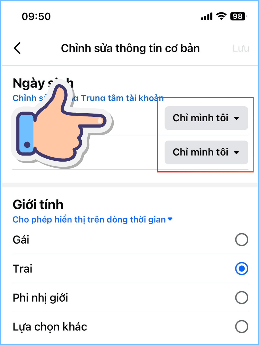 Chọn Chỉ mình tôi